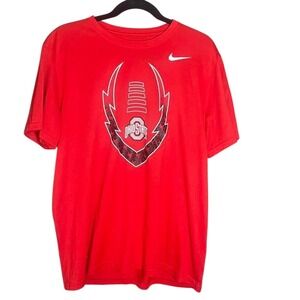 Nike Ohio State Buckeyes Football T Shirt Red Men's Size Large NCAA Dry Fit